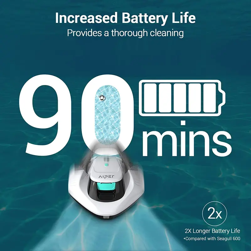 Cordless Robotic Pool Cleaner – Dual-Motor System for Comprehensive Surface Coverage