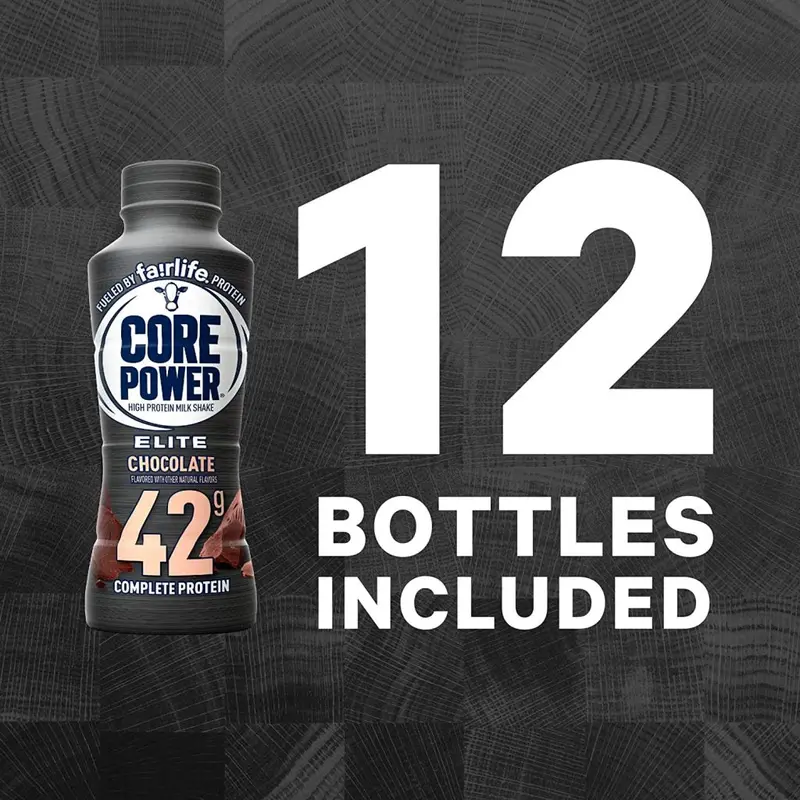 Core Power Elite Chocolate Protein Shake – 42-Gram Protein Recovery Drink, 14 Fluid Ounces per Bottle, 12-Pack