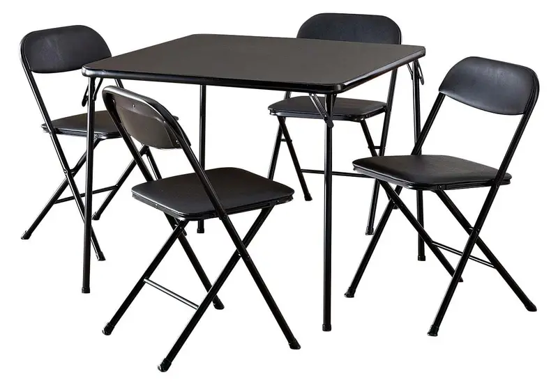 Cosco 5-Piece Folding Card Table Set – Vinyl-Seated Tables, Sturdy Build & Easy Storage