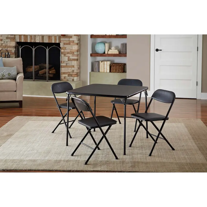 Cosco 5-Piece Folding Card Table Set – Vinyl-Seated Tables, Sturdy Build & Easy Storage