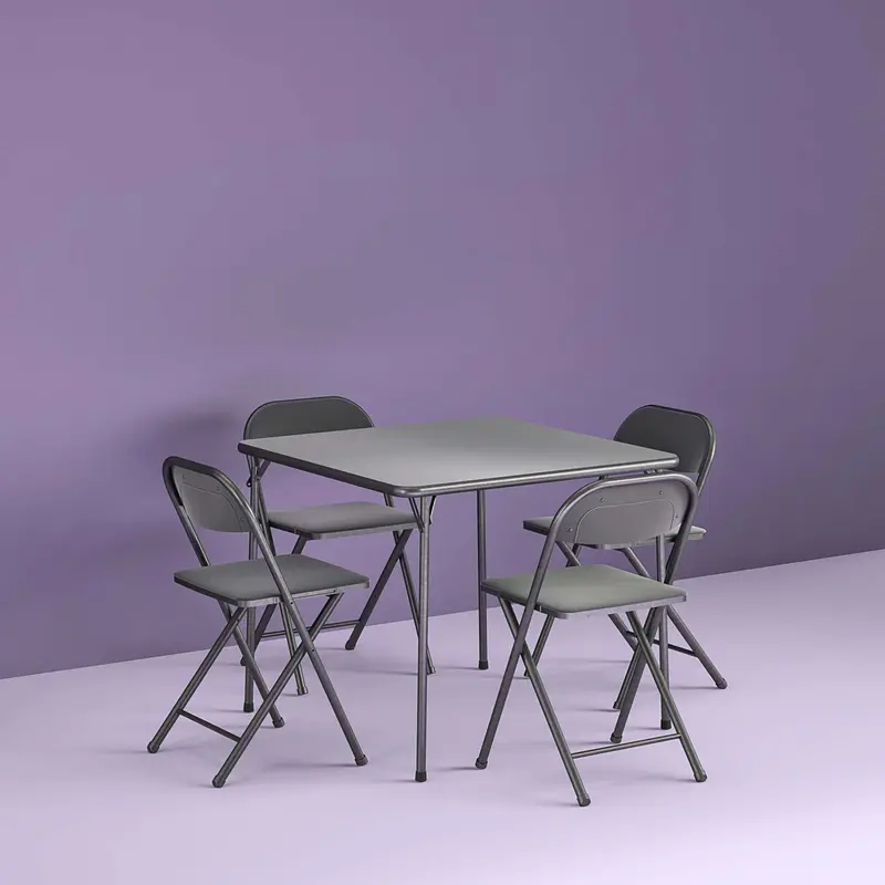 Cosco 5-Piece Folding Card Table Set – Vinyl-Seated Tables, Sturdy Build & Easy Storage