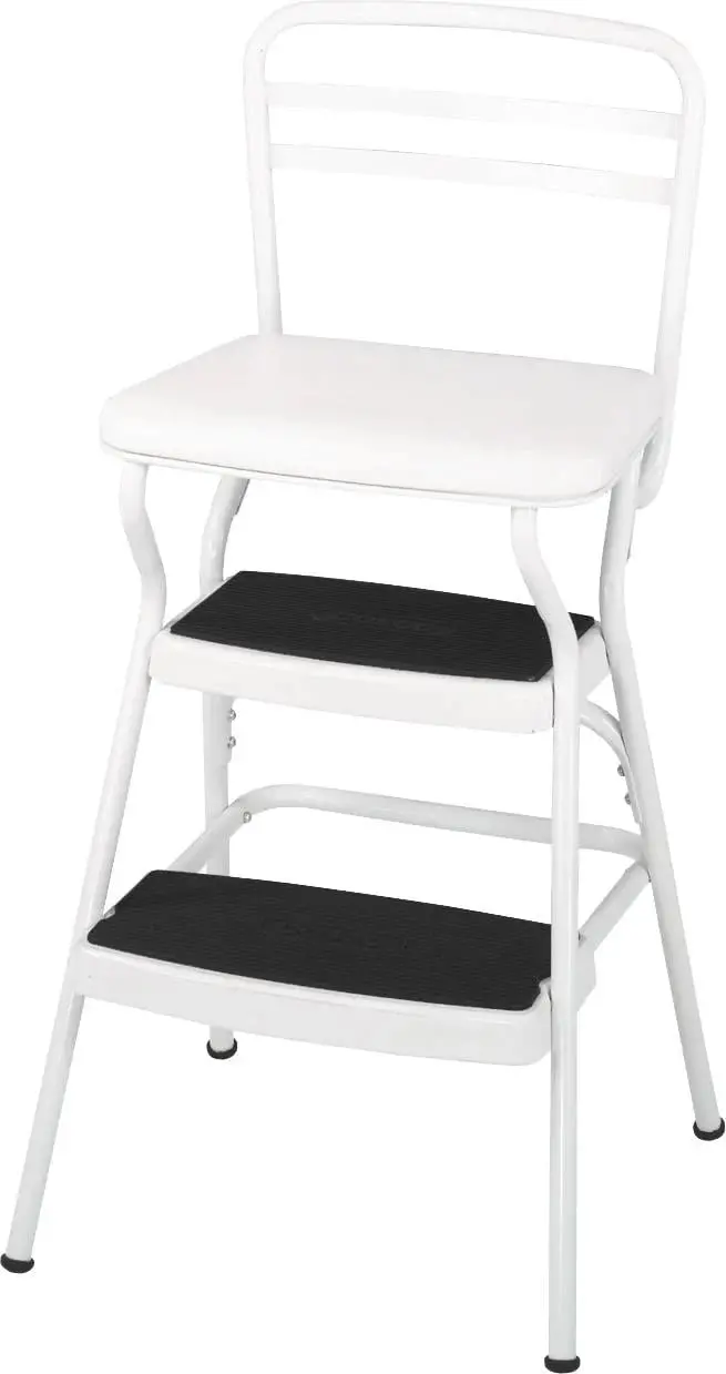 COSCO Stylaire Retro Step Stool – Flip-Up White Seat with Vintage-Inspired Aesthetic and Compact Storage Design