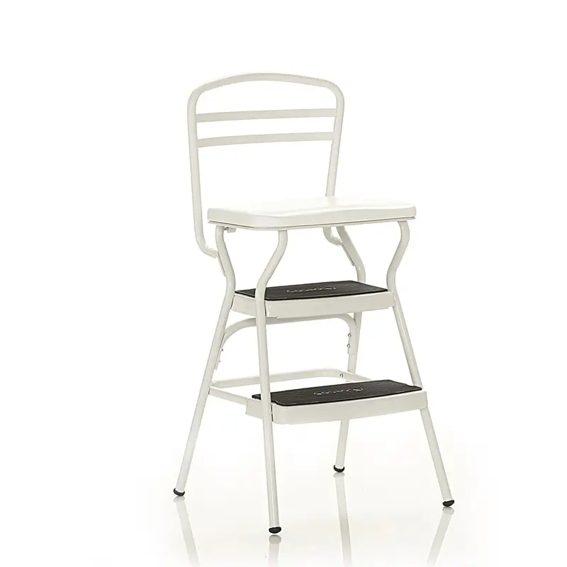 COSCO Stylaire Retro Step Stool – Flip-Up White Seat with Vintage-Inspired Aesthetic and Compact Storage Design