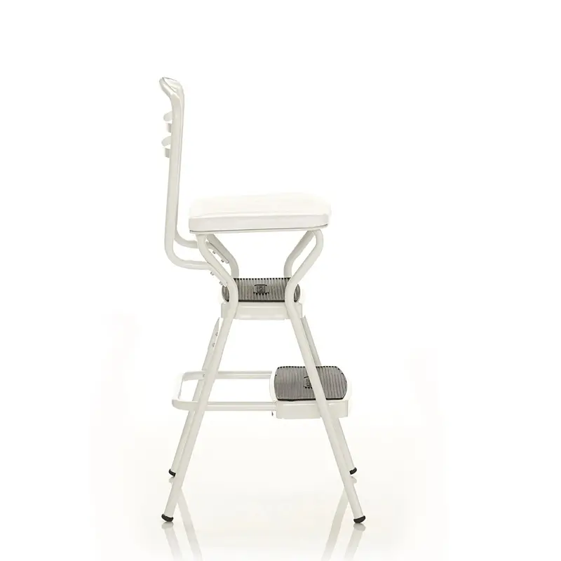 COSCO Stylaire Retro Step Stool – Flip-Up White Seat with Vintage-Inspired Aesthetic and Compact Storage Design