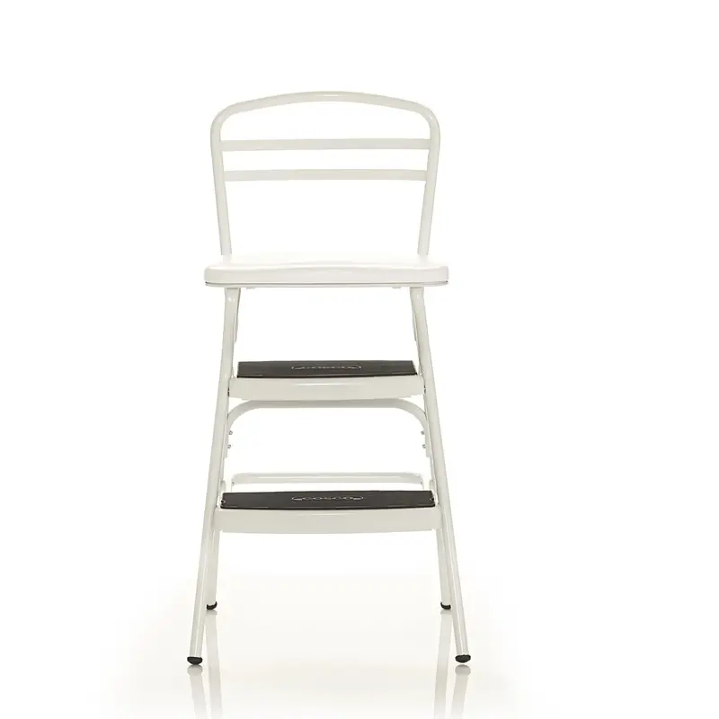 COSCO Stylaire Retro Step Stool – Flip-Up White Seat with Vintage-Inspired Aesthetic and Compact Storage Design