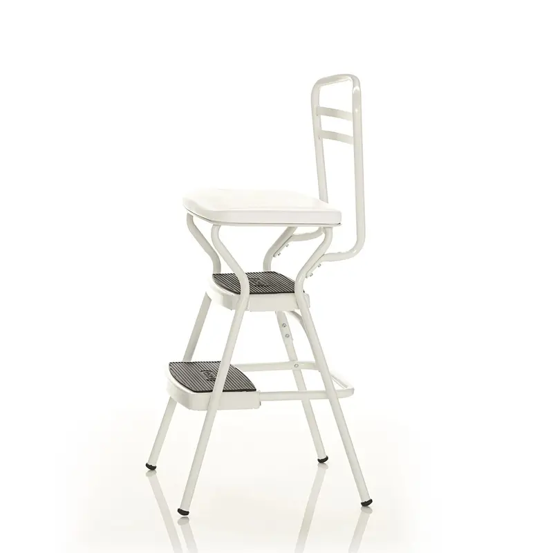 COSCO Stylaire Retro Step Stool – Flip-Up White Seat with Vintage-Inspired Aesthetic and Compact Storage Design