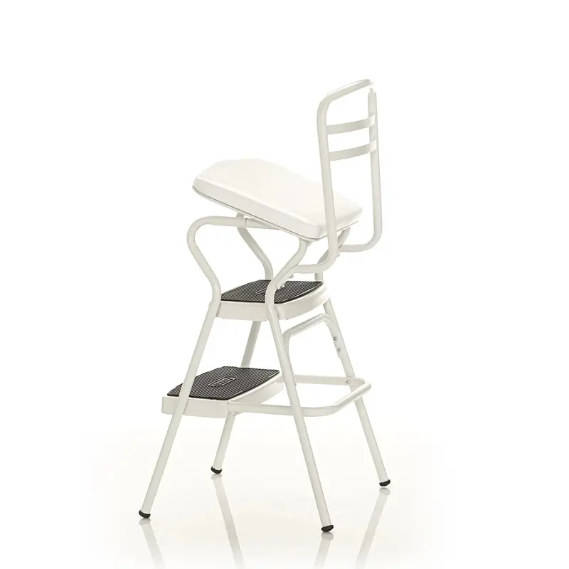 COSCO Stylaire Retro Step Stool – Flip-Up White Seat with Vintage-Inspired Aesthetic and Compact Storage Design
