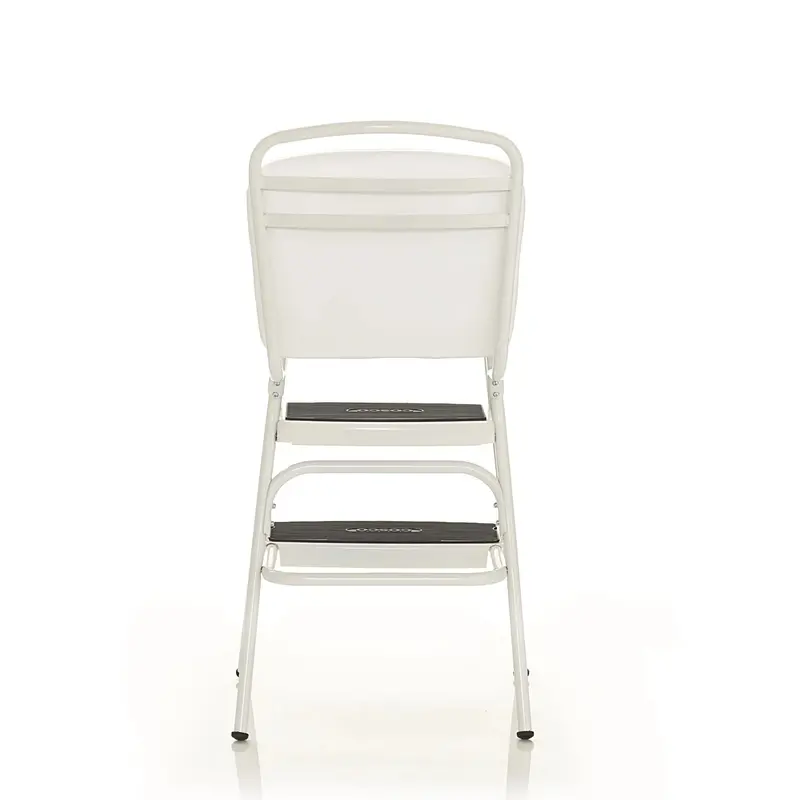 COSCO Stylaire Retro Step Stool – Flip-Up White Seat with Vintage-Inspired Aesthetic and Compact Storage Design