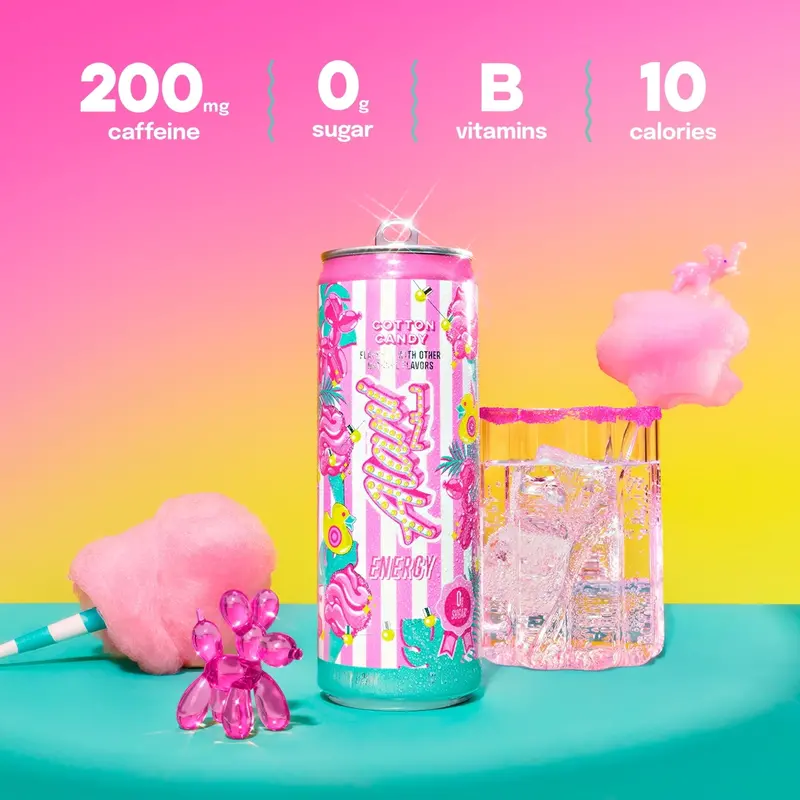 Cotton Candy Energy Drink – Sweet, Vibrant Taste, 12 fl oz Cans, 24-Unit Pack