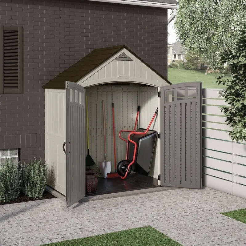 Covington Resin Outdoor Storage Shed – 7.5 ft. W × 4 ft. D Weather-Resistant Structure with Secure Lockable Door