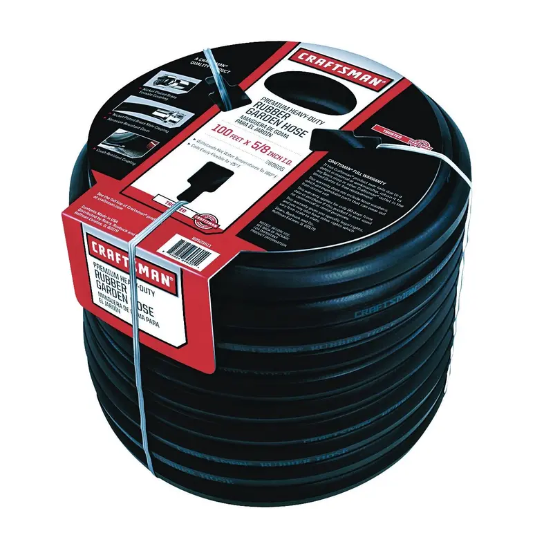 Craftsman 100-Foot Heavy-Duty Rubber Garden Hose – 5/8-Inch Diameter, Kink-Resistant