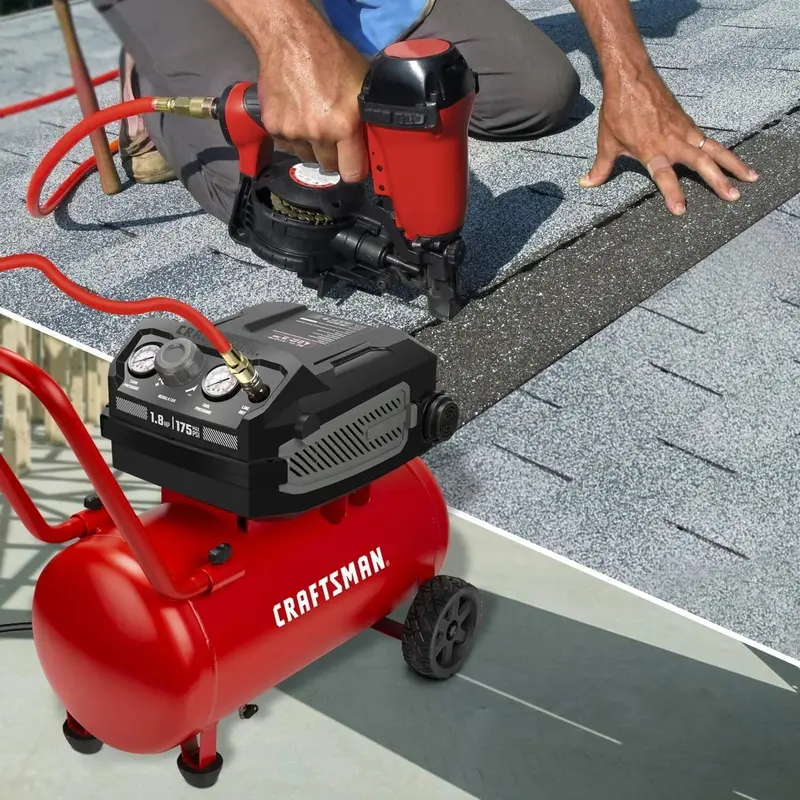 CRAFTSMAN CMXECXA0201041 10-Gallon Oil-Free Air Compressor – 1.8 HP, 175 PSI, 4.0 CFM at 90 PSI, Portable Design with Oversized Wheels