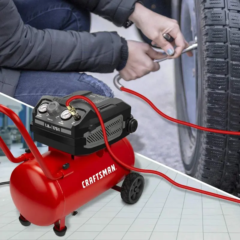 CRAFTSMAN CMXECXA0201041 10-Gallon Oil-Free Air Compressor – 1.8 HP, 175 PSI, 4.0 CFM at 90 PSI, Portable Design with Oversized Wheels