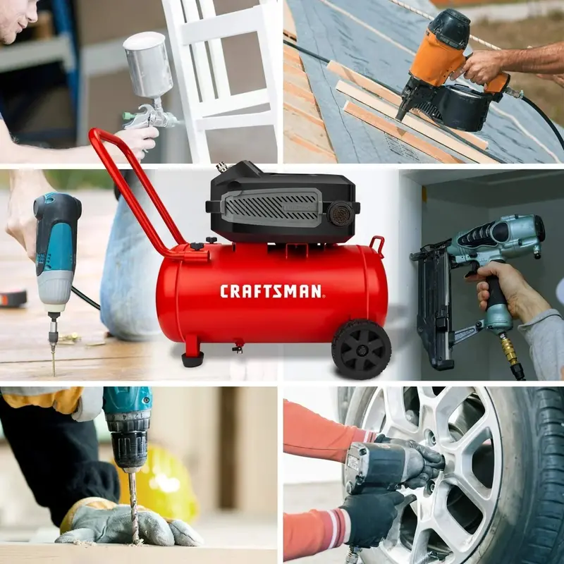 CRAFTSMAN CMXECXA0201041 10-Gallon Oil-Free Air Compressor – 1.8 HP, 175 PSI, 4.0 CFM at 90 PSI, Portable Design with Oversized Wheels