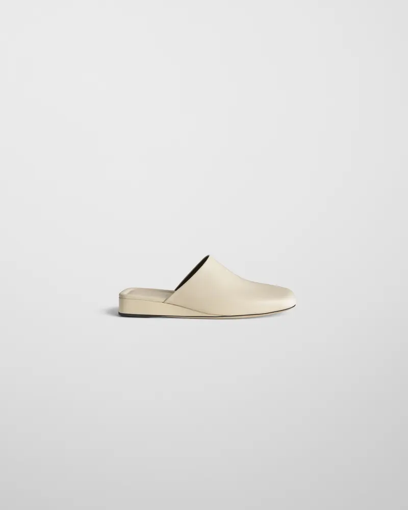 Cream Leather Slide Robe Shoe