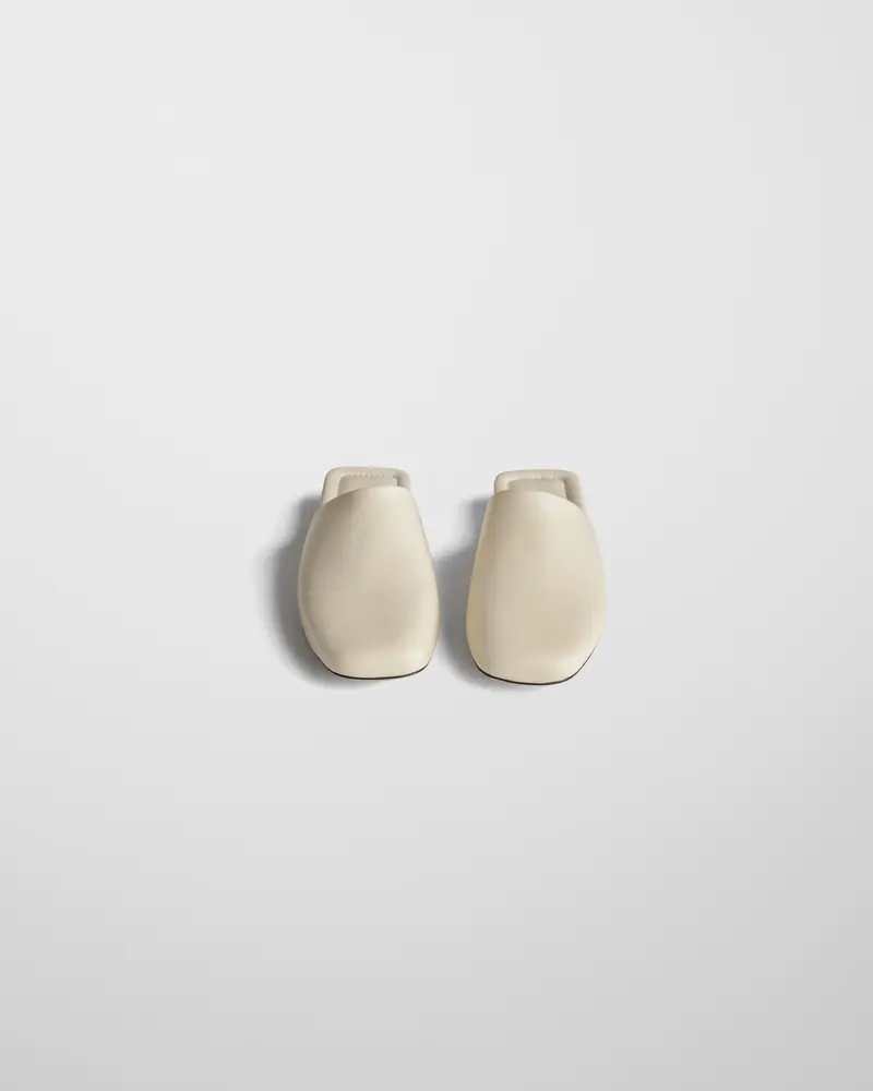 Cream Leather Slide Robe Shoe 2