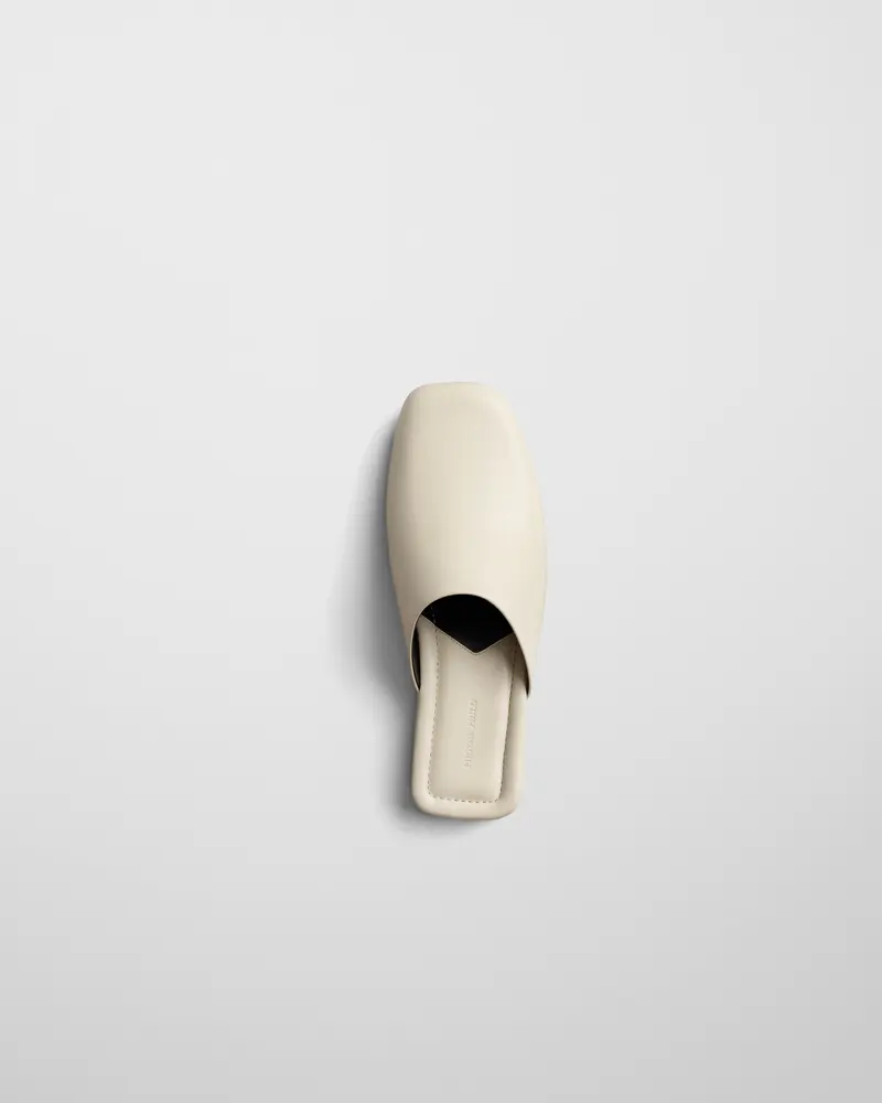 Cream Leather Slide Robe Shoe