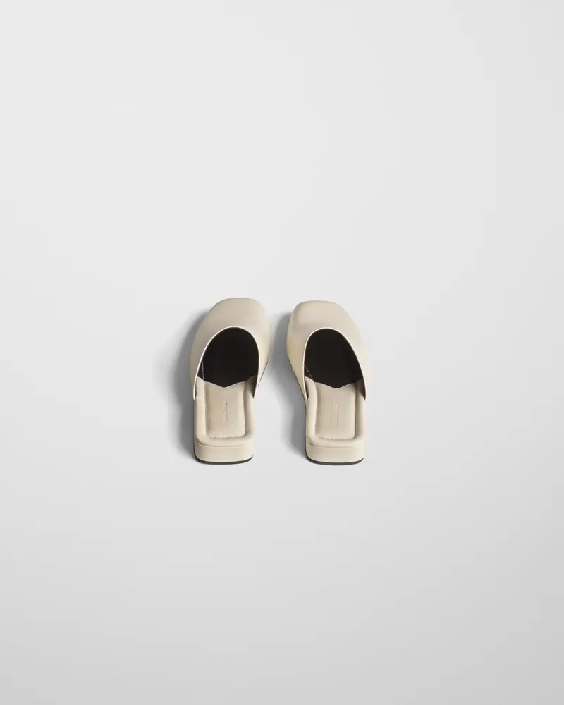 Cream Leather Slide Robe Shoe
