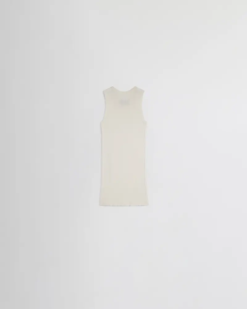 Cream Merino Wool Ribbed Tank With Elongated Silhouette 2