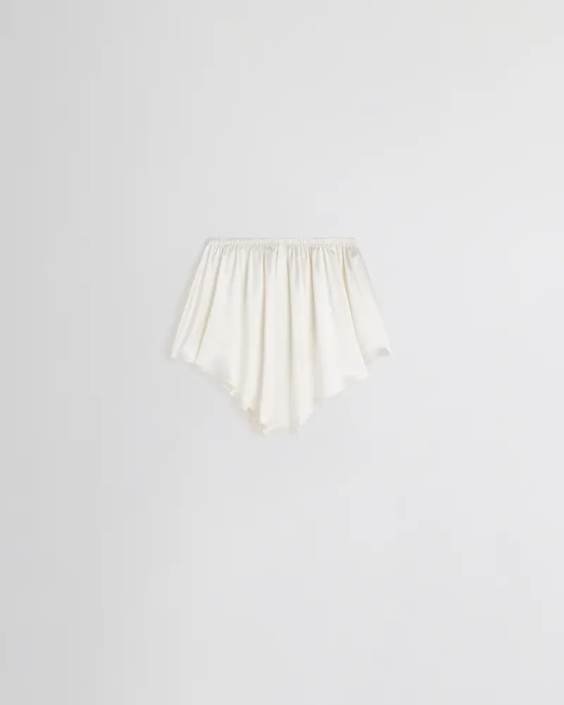 Cream Silk Liquid-Fit Shorts With Decorative Button Fly 2