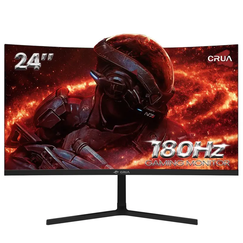 CRUA 24-Inch Curved Gaming Monitor – FHD 1080p VA Panel, 180Hz Refresh Rate, AMD FreeSync Support & Dual HDMI/DisplayPort Inputs