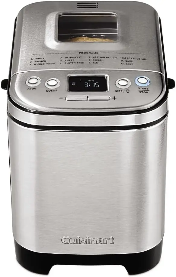 Cuisinart Compact Bread Maker – 2-Pound Loaf Capacity, Digital Timer, and 12 Pre-Programmed Baking Functions