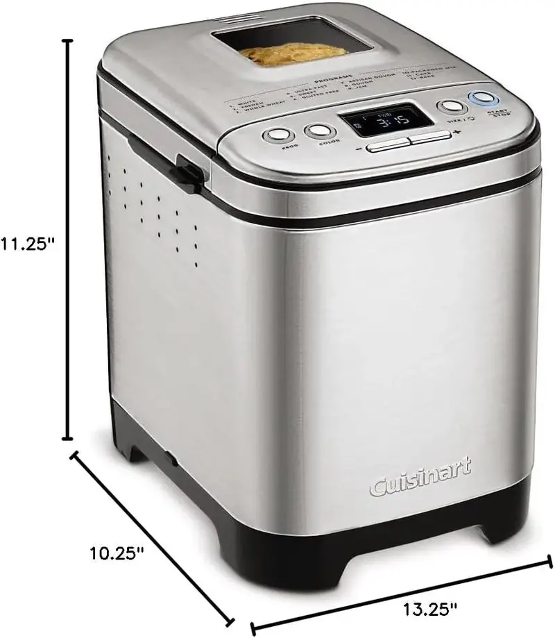 Cuisinart Compact Bread Maker – 2-Pound Loaf Capacity, Digital Timer, and 12 Pre-Programmed Baking Functions