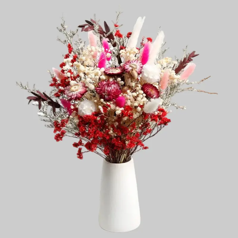Curated Dried Flower Bouquet – Rustic-Inspired Arrangement for Mantels, Shelves, and Ceremony Backdrops
