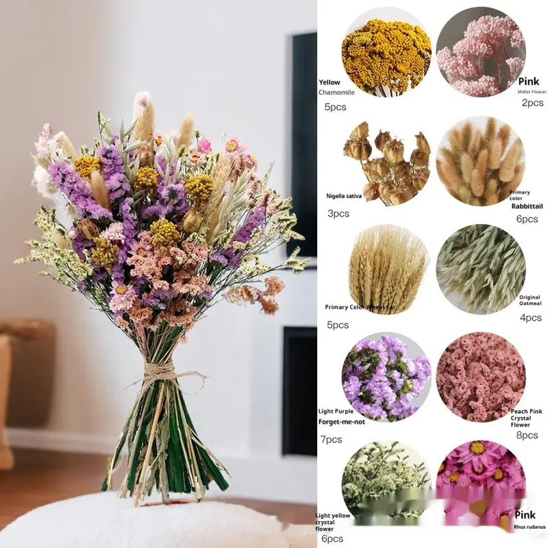 Curated Dried Flower Bouquet – Rustic-Inspired Arrangement for Mantels, Shelves, and Ceremony Backdrops