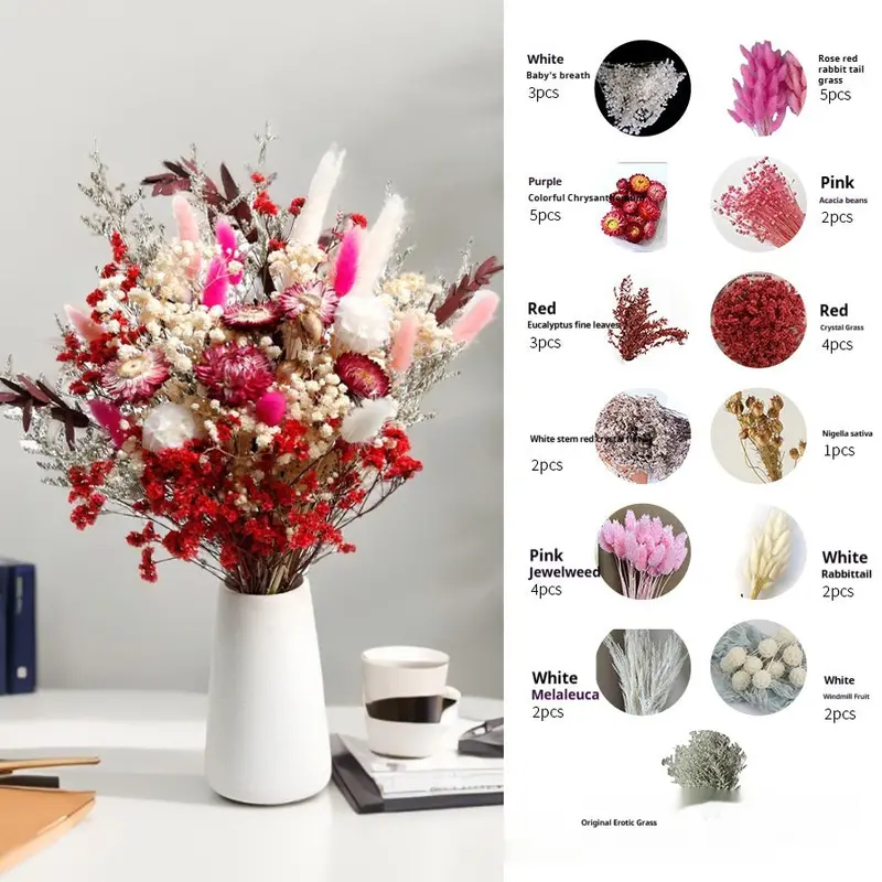 Curated Dried Flower Bouquet – Rustic-Inspired Arrangement for Mantels, Shelves, and Ceremony Backdrops