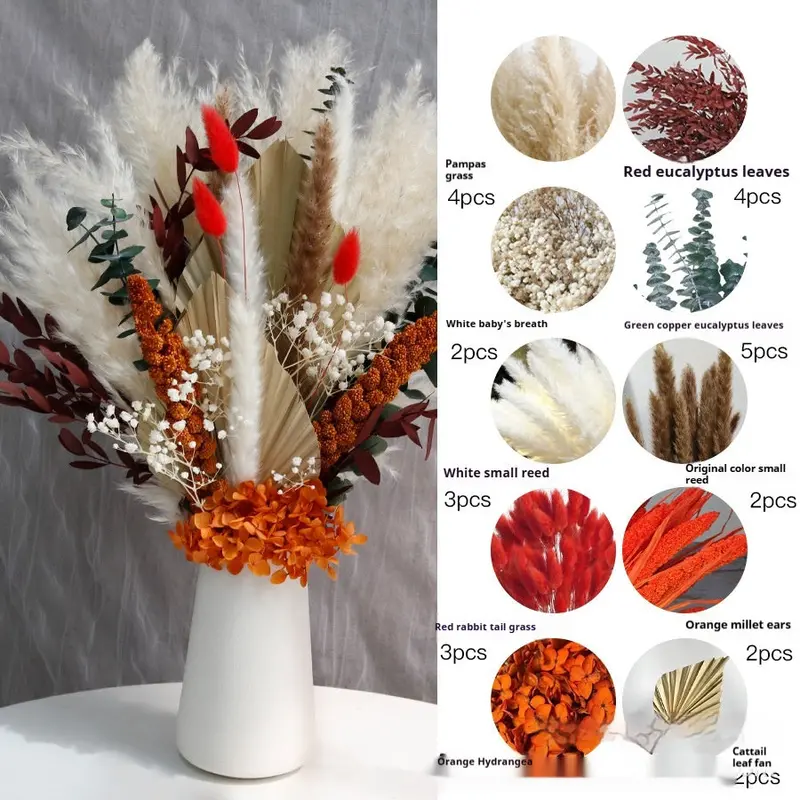 Curated Dried Flower Bouquet – Rustic-Inspired Arrangement for Mantels, Shelves, and Ceremony Backdrops