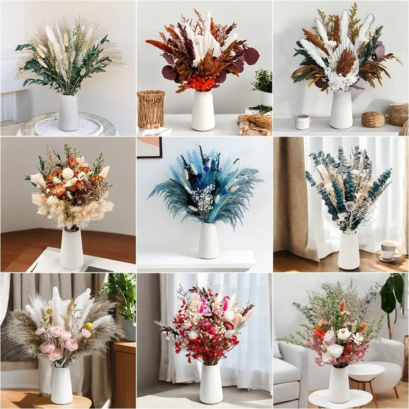 Curated Dried Flower Bouquet – Rustic-Inspired Arrangement for Mantels, Shelves, and Ceremony Backdrops