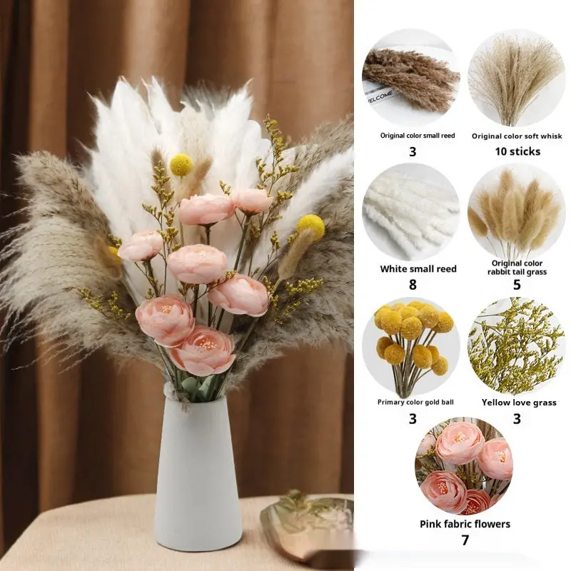 Curated Dried Flower Bouquet – Rustic-Inspired Arrangement for Mantels, Shelves, and Ceremony Backdrops