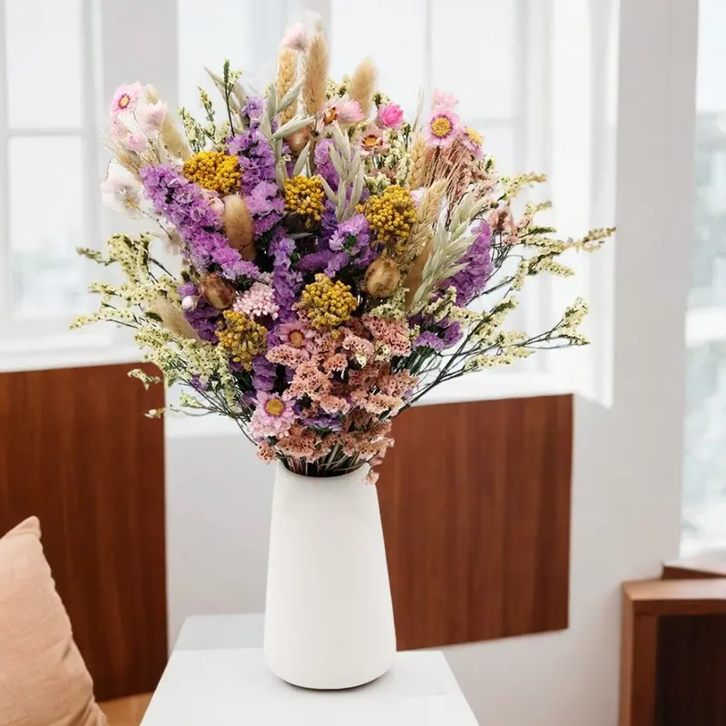 Curated Dried Flower Bouquet – Rustic-Inspired Arrangement for Mantels, Shelves, and Ceremony Backdrops