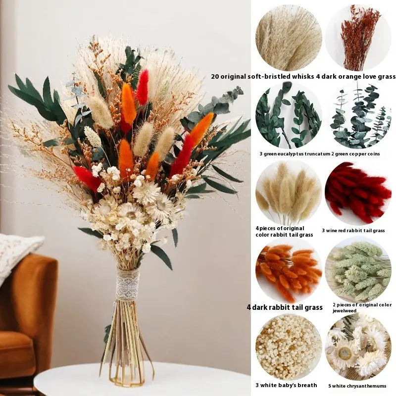 Curated Dried Flower Bouquet – Rustic-Inspired Arrangement for Mantels, Shelves, and Ceremony Backdrops