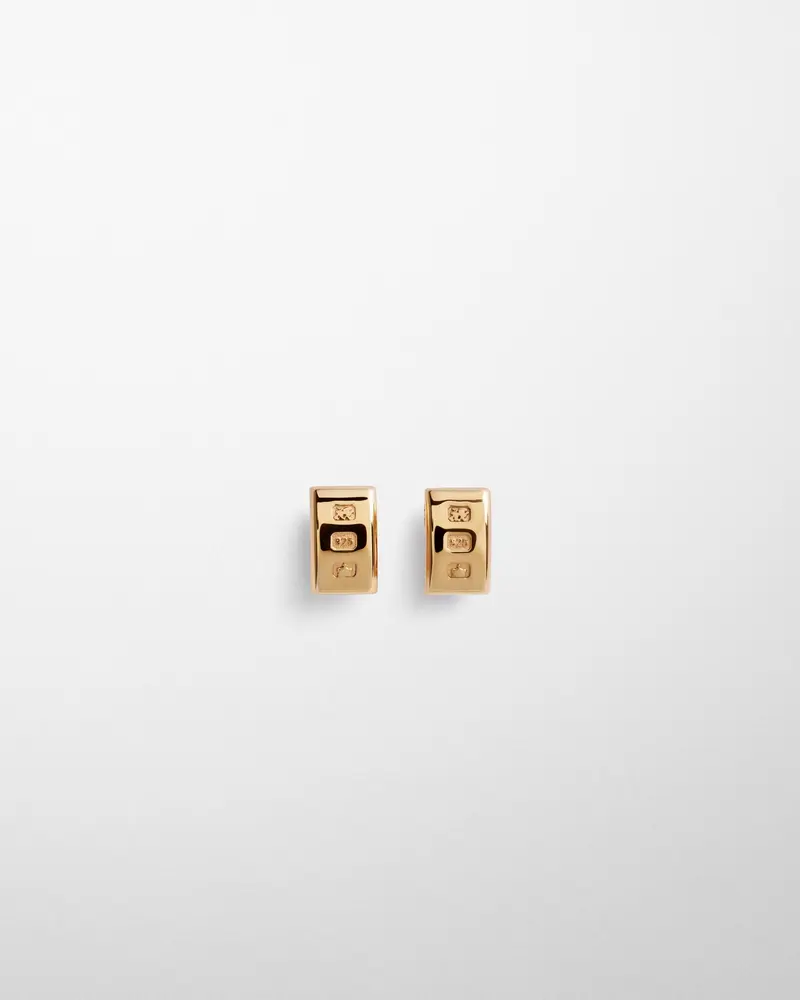 Curved Hallmark Earrings In 24K Gold-Plated Sterling Silver