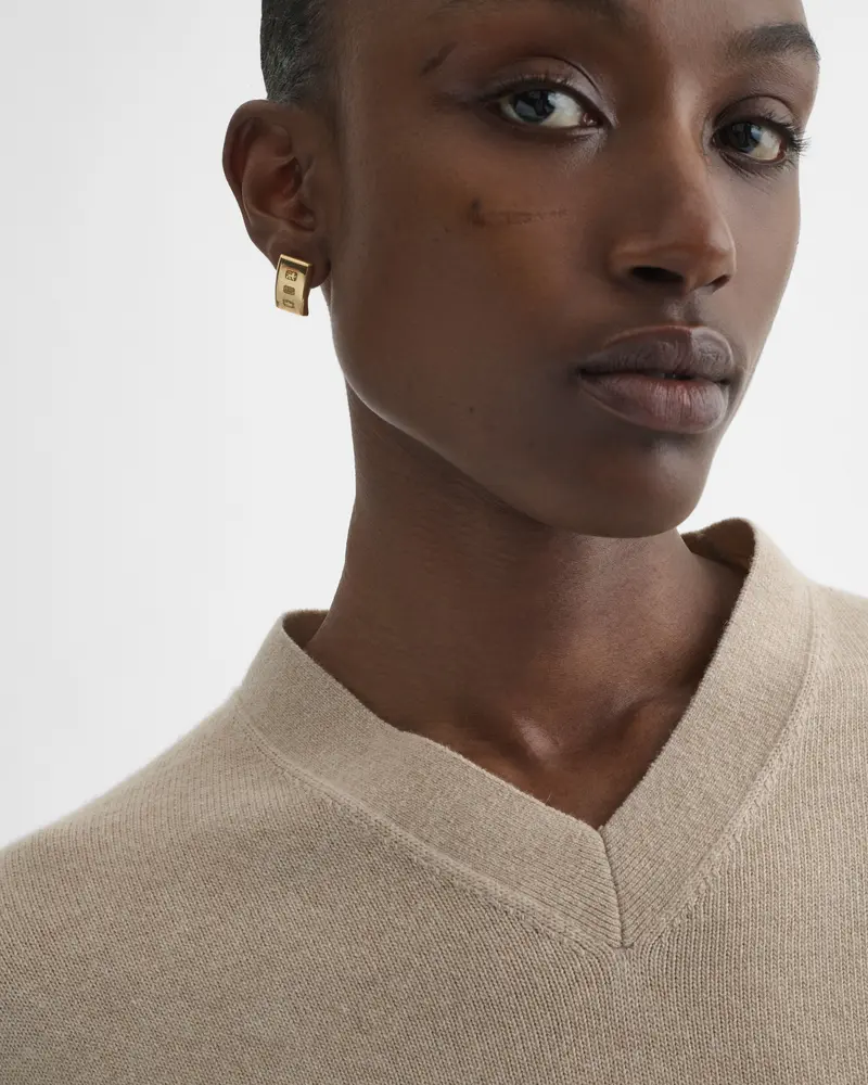 Curved Hallmark Earrings In 24K Gold-Plated Sterling Silver