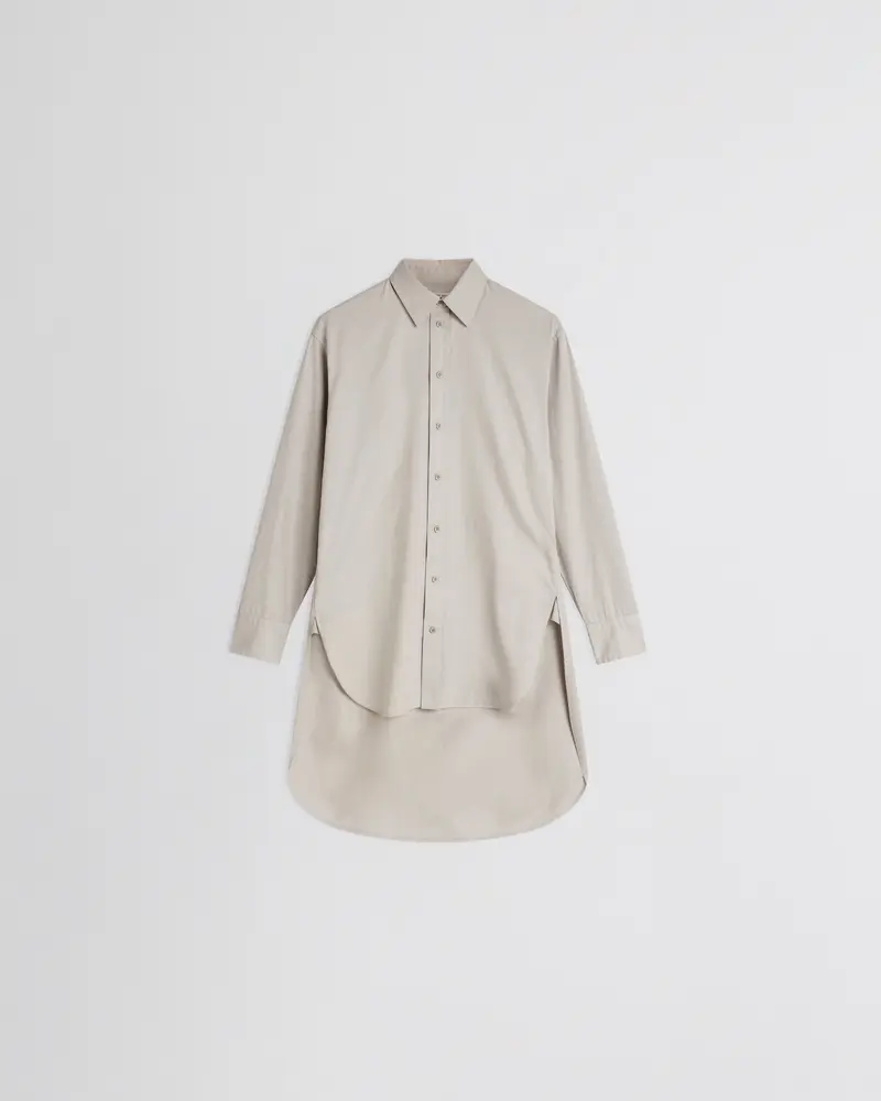 Curved-Hem Cotton Twill Shirt In Cashew