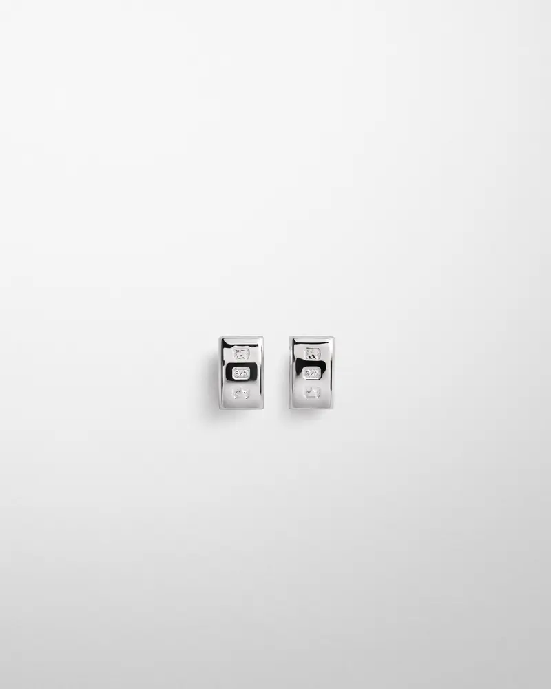 Curved Sterling Silver Hallmark Earrings With Dual Fastening