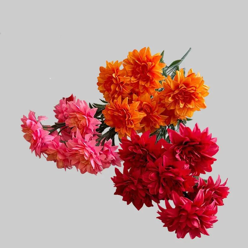 Dahlia-Focused Silk Bouquet – Compact Mixed Arrangement with Roses and Peonies for Desktop Display