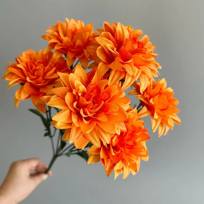 Dahlia-Focused Silk Bouquet – Compact Mixed Arrangement with Roses and Peonies for Desktop Display