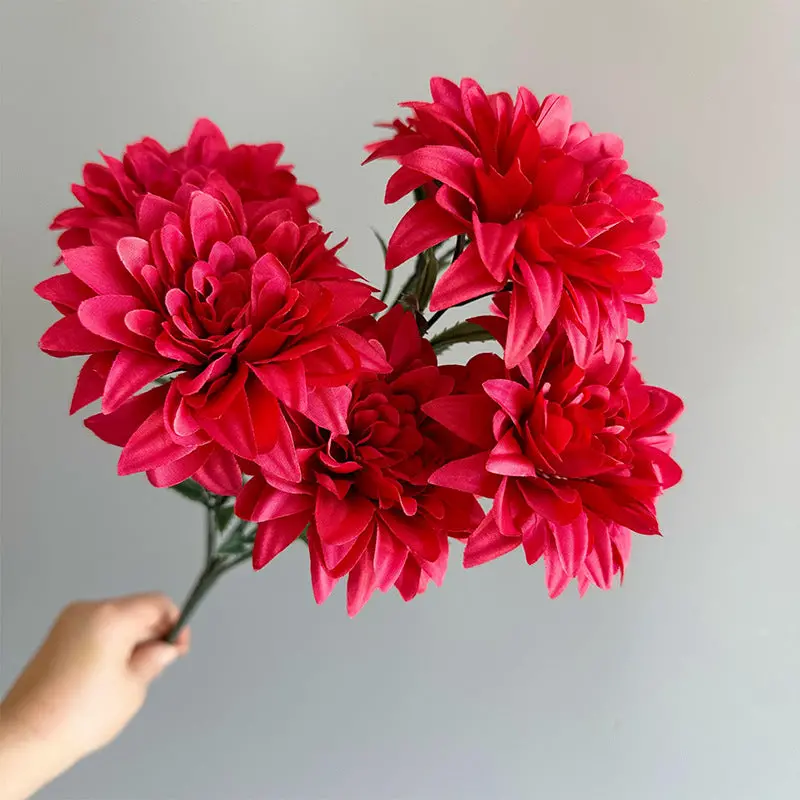 Dahlia-Focused Silk Bouquet – Compact Mixed Arrangement with Roses and Peonies for Desktop Display