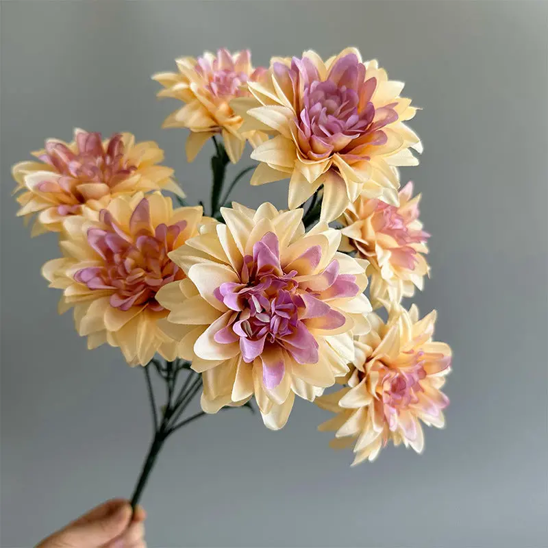 Dahlia-Focused Silk Bouquet – Compact Mixed Arrangement with Roses and Peonies for Desktop Display 2
