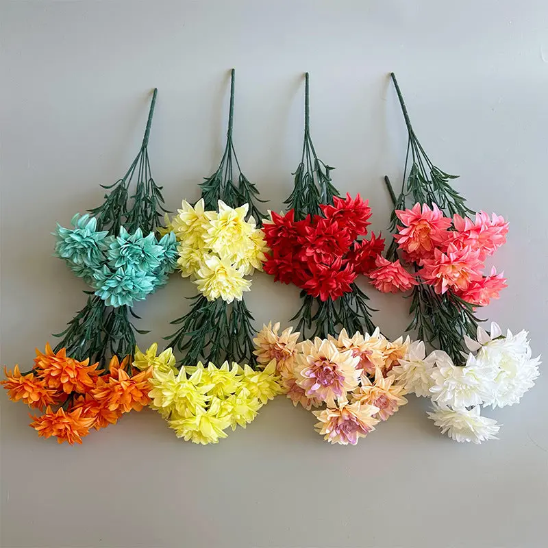 Dahlia-Focused Silk Bouquet – Compact Mixed Arrangement with Roses and Peonies for Desktop Display