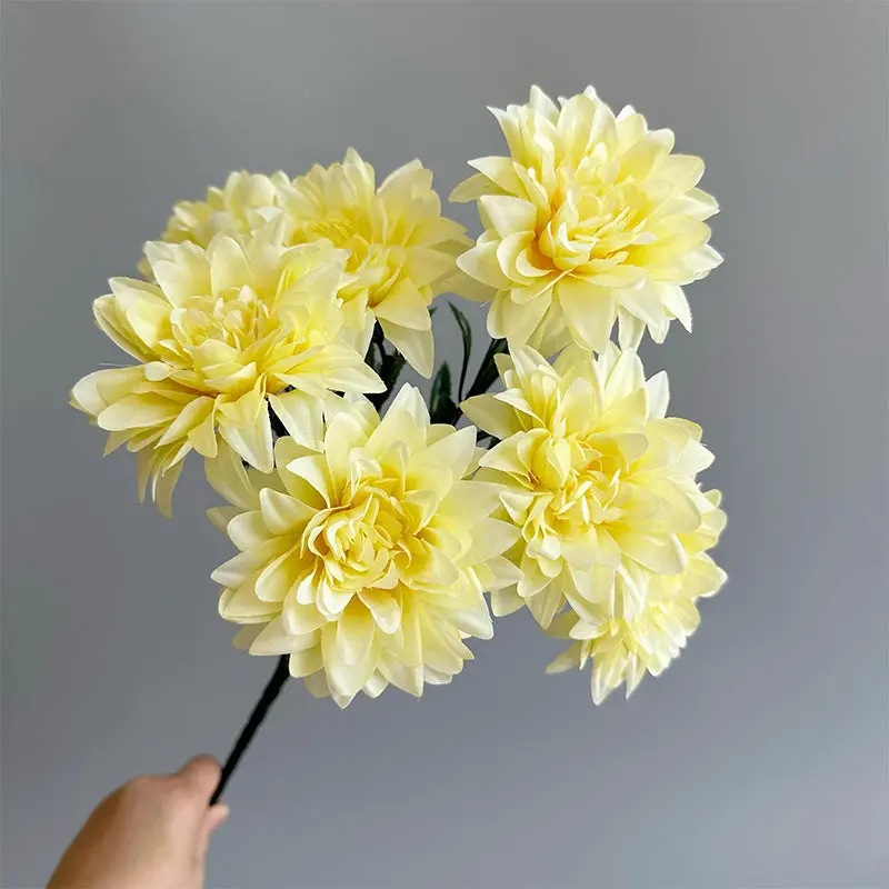 Dahlia-Focused Silk Bouquet – Compact Mixed Arrangement with Roses and Peonies for Desktop Display
