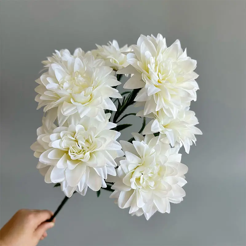 Dahlia-Focused Silk Bouquet – Compact Mixed Arrangement with Roses and Peonies for Desktop Display