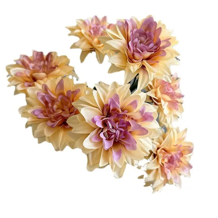 Dahlia-Focused Silk Bouquet – Compact Mixed Arrangement with Roses and Peonies for Desktop Display