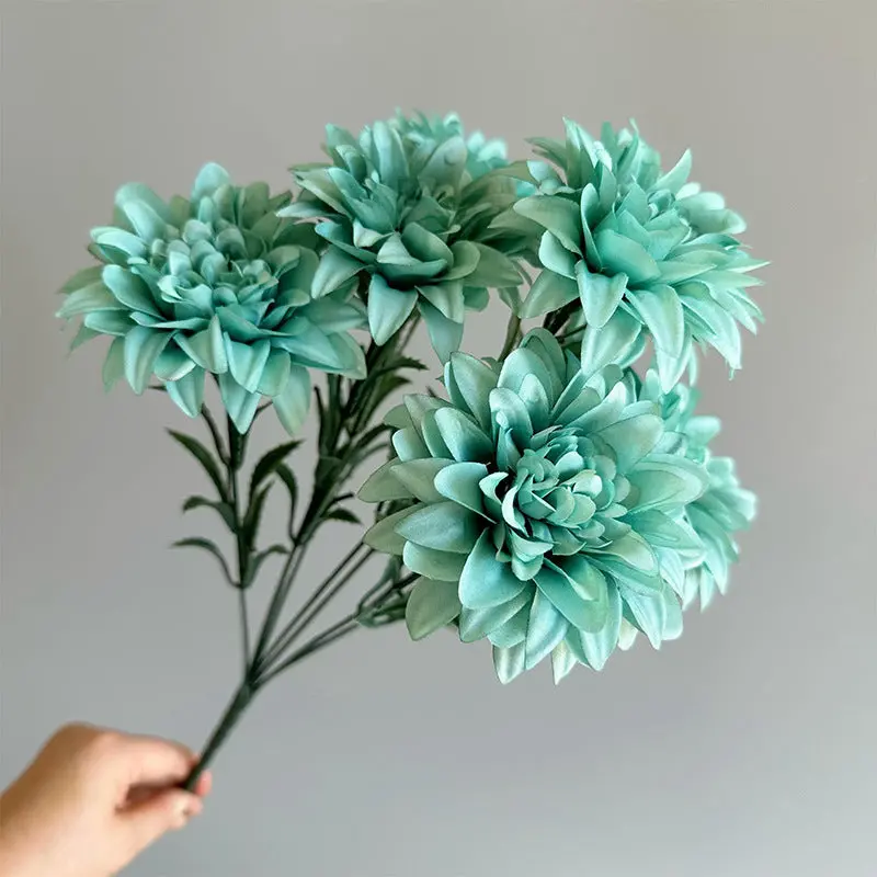 Dahlia-Focused Silk Bouquet – Compact Mixed Arrangement with Roses and Peonies for Desktop Display