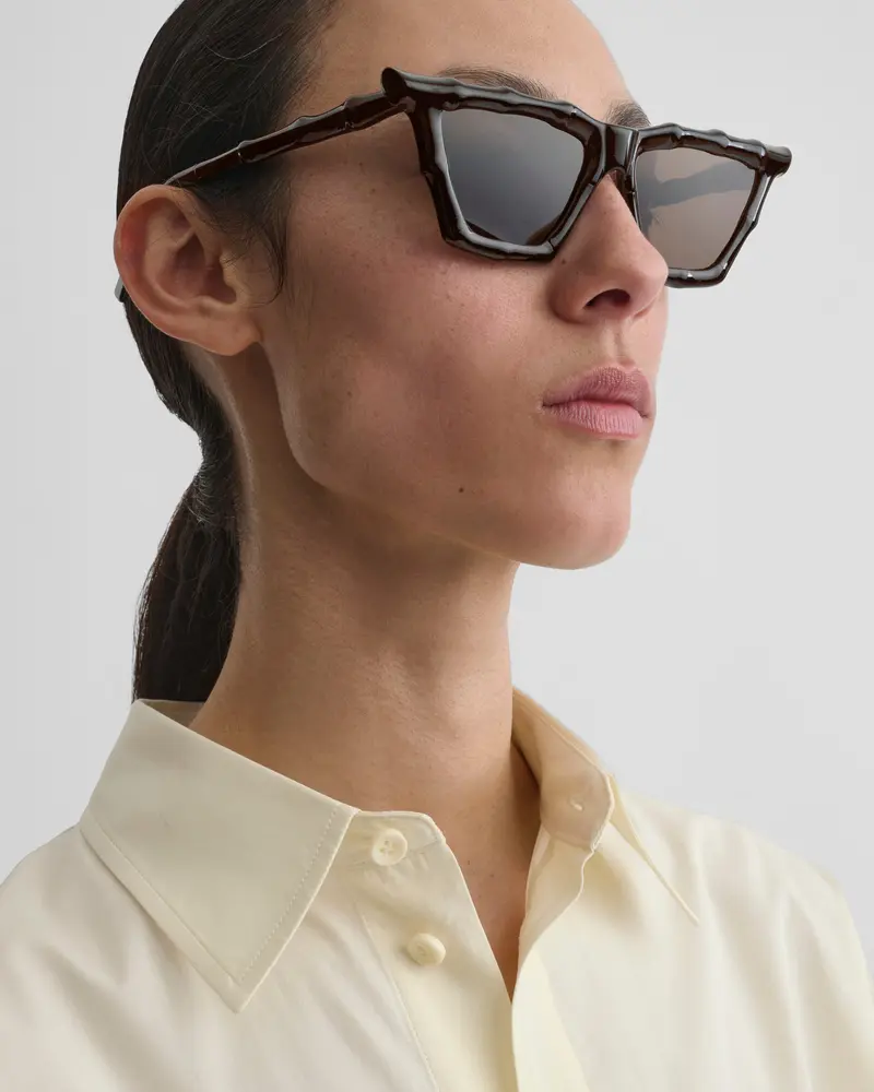 Dark Brown Bamboo-Effect Sunglasses