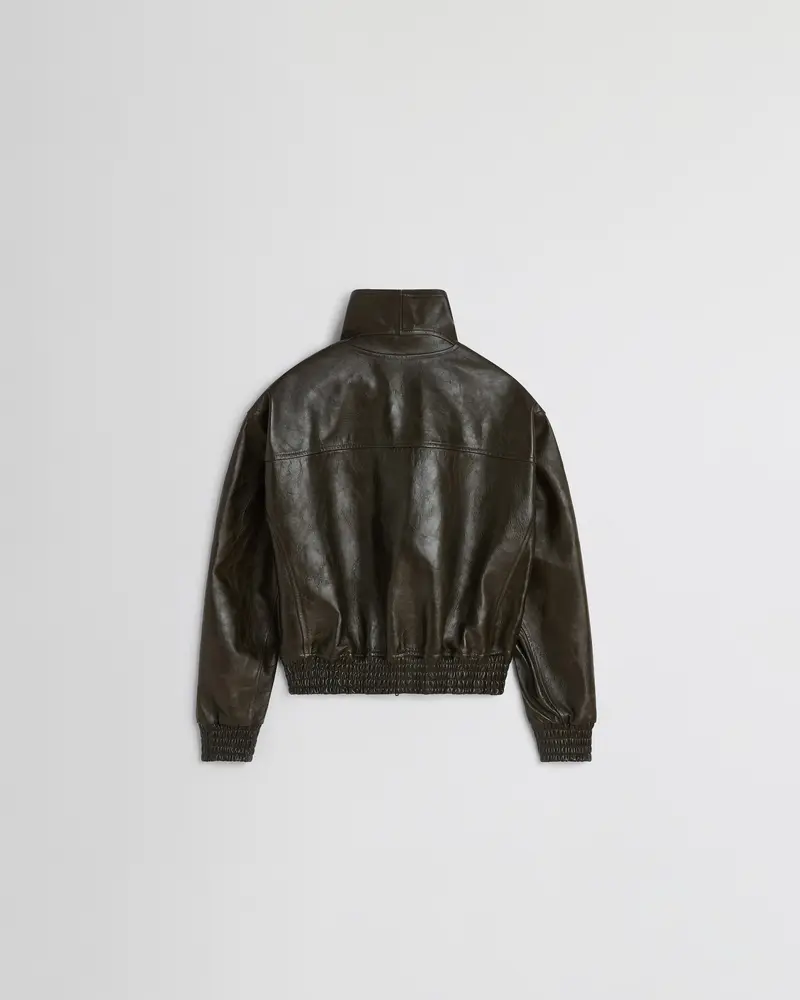 Dark Emerald Leather Aviator Jacket 2